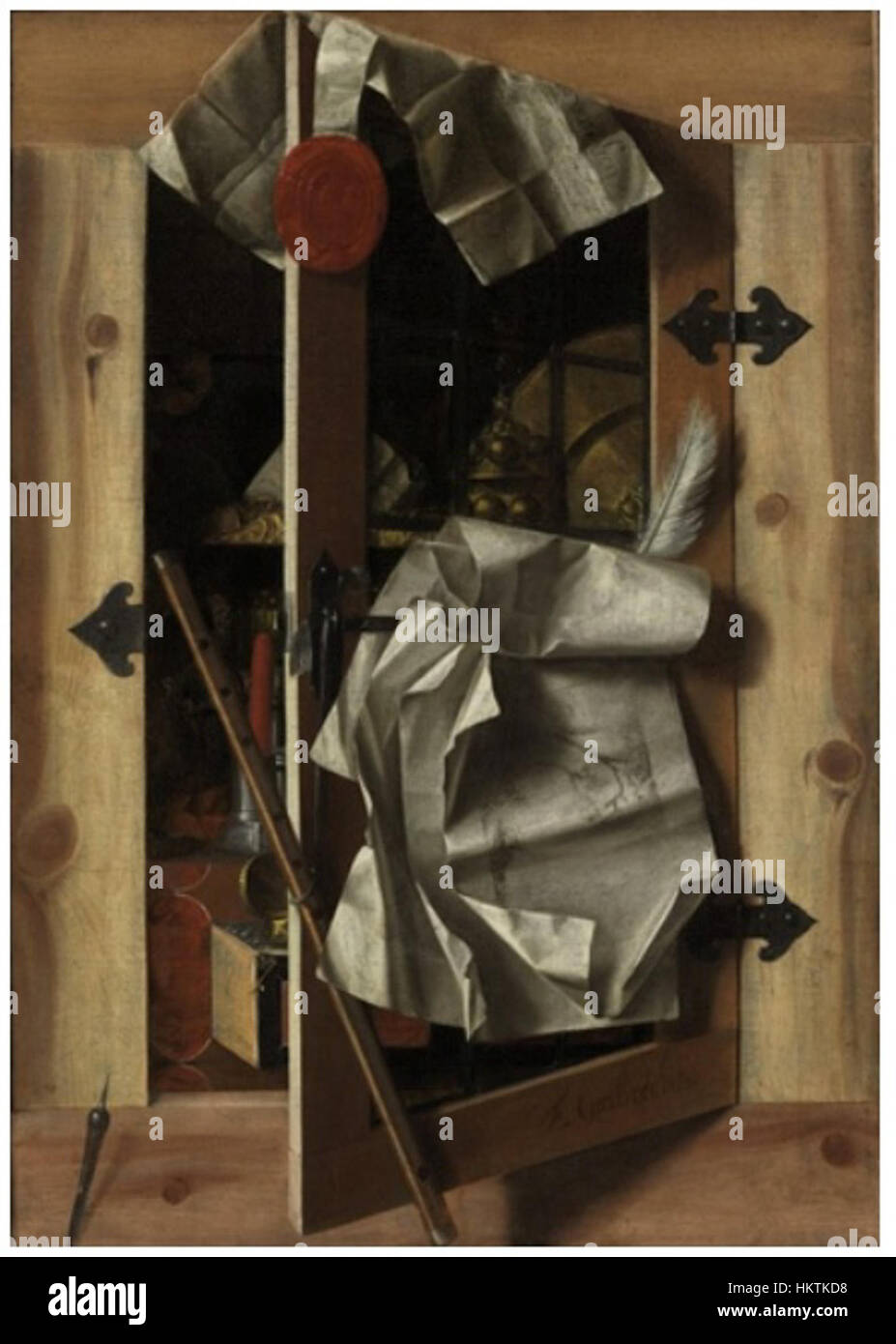 Franciscus GYSBRECHTS - un trompe-l'oeil Nature morte avec objets dans une armoire Banque D'Images