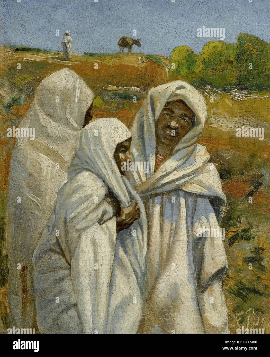 Le tableau de Frank Buchser, Drei Junge Beduinen, représente trois jeunes Bédouins, offrant un aperçu de la vie et de la culture des tribus bédouines au XIXe siècle. L'œuvre reflète l'intérêt de l'artiste pour les sujets du moyen-Orient et leur représentation dans les cadres européens Banque D'Images