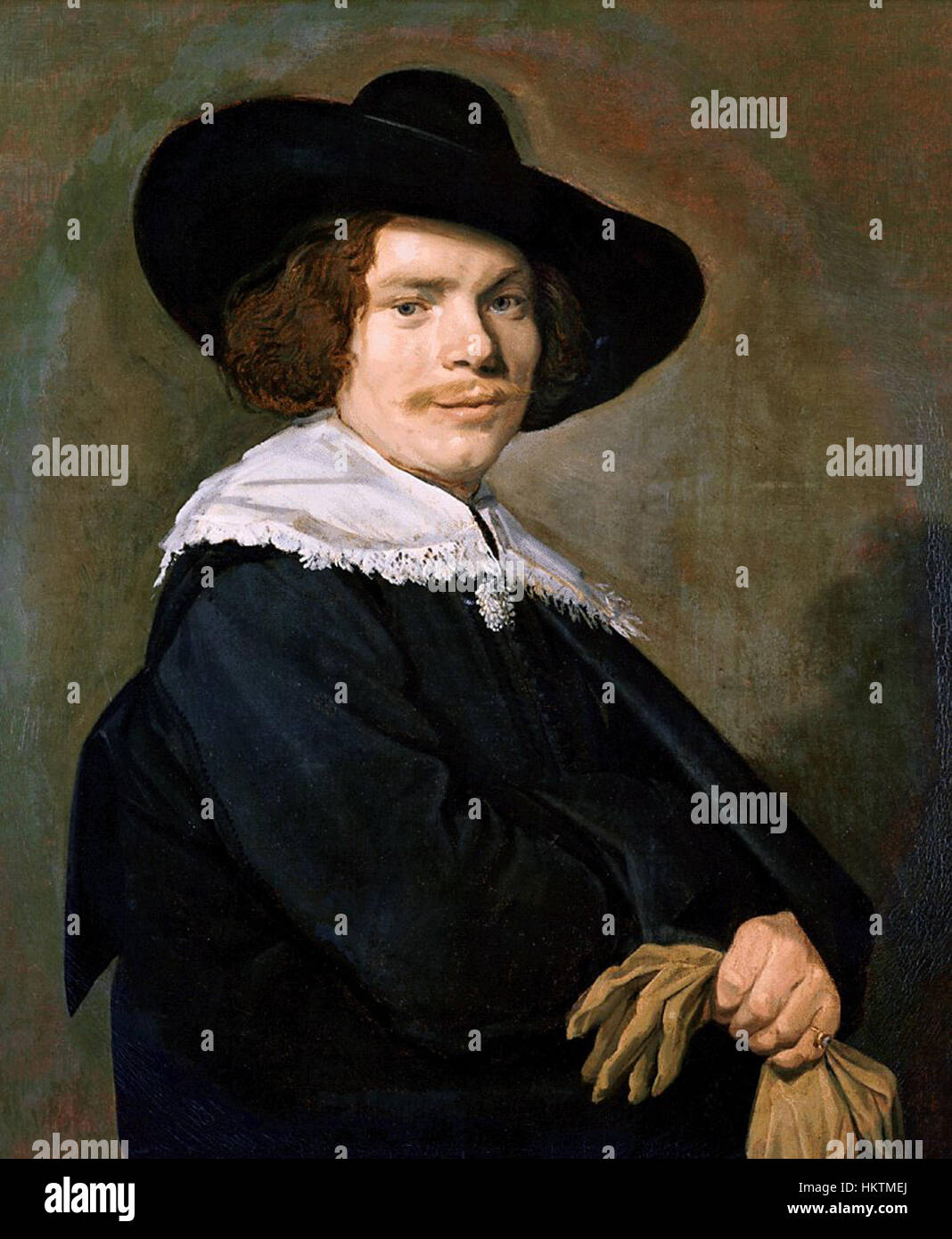La peinture de Frans Hals, « Portret van een jongeman », représente un jeune homme, probablement du XVIIe siècle, au pinceau expressif et au souci du détail, emblématique du style de portrait unique de Hals. Banque D'Images