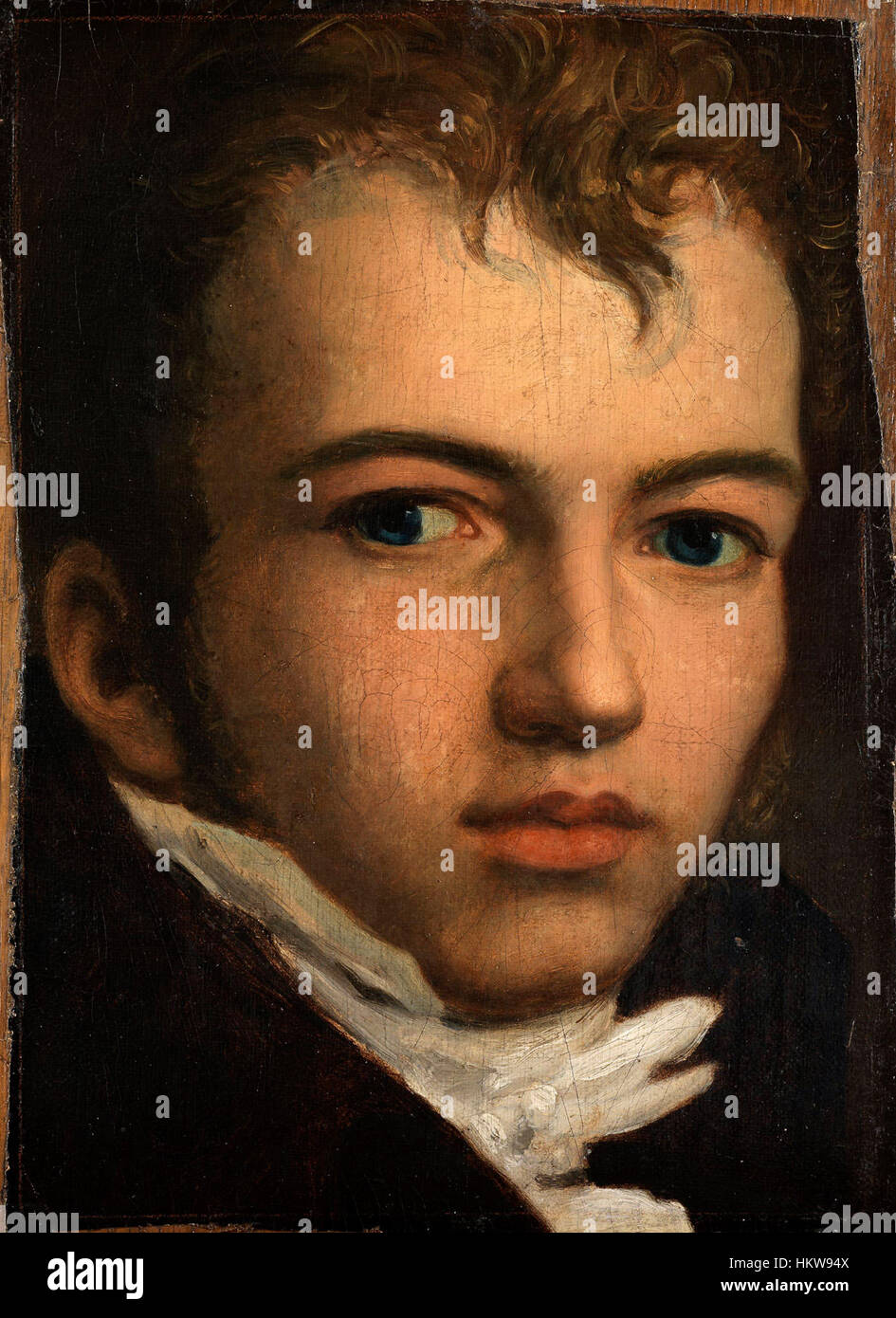 *Portrait de Johann Carl Eggers* de Friedrich Overbeck est un bel exemple de portrait allemand du XIXe siècle. Overbeck, figure éminente du mouvement Nazaréen, capture Eggers avec des détails réalistes et une intensité expressive, reflétant le style et les valeurs du romantisme allemand. Banque D'Images