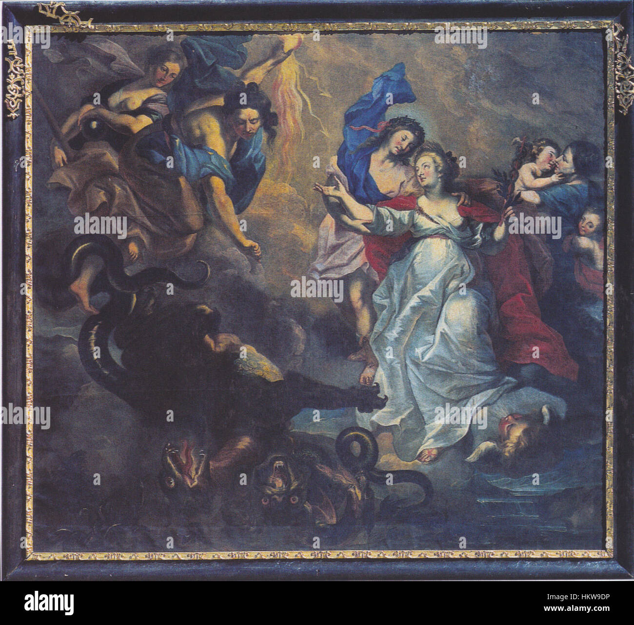 Der Friedensschluss est une œuvre de Fromiller, mettant en valeur une scène historique. Il s’agit d’une œuvre d’art peinte à l’huile sur toile, reflétant la maîtrise de l’artiste dans la représentation d’événements historiques anciens. Cette peinture est considérée comme une antiquité, avec un style antique et un attrait vintage, idéal pour les expositions de musée et les collectionneurs. Banque D'Images