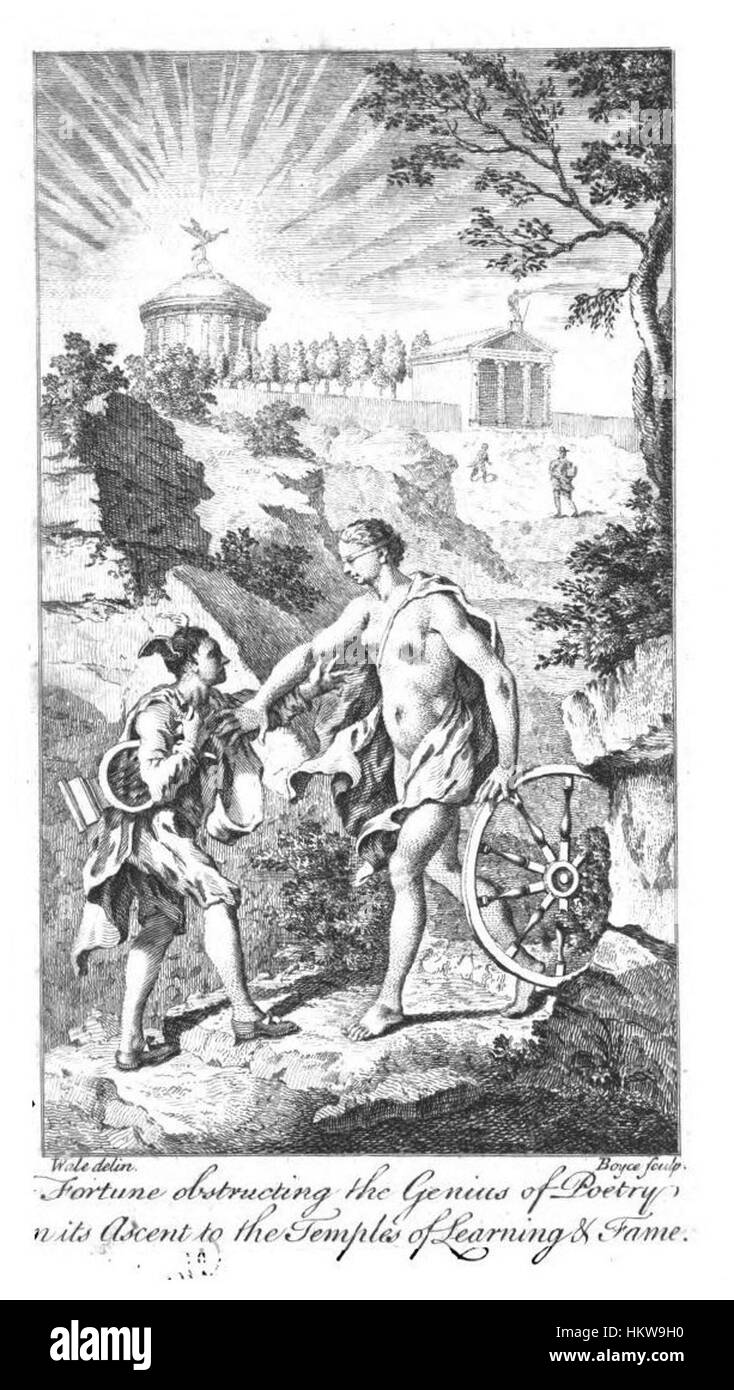 Le frontispice de « poèmes en plusieurs occasions » de Samuel Boyce présente un dessin illustratif qui complète la collection de poèmes, en mettant en valeur l’œuvre littéraire avec des éléments visuels. La collection de poésie de Boyce, probablement du XVIIIe siècle, est enrichie par l'art délicat du frontispice. Banque D'Images