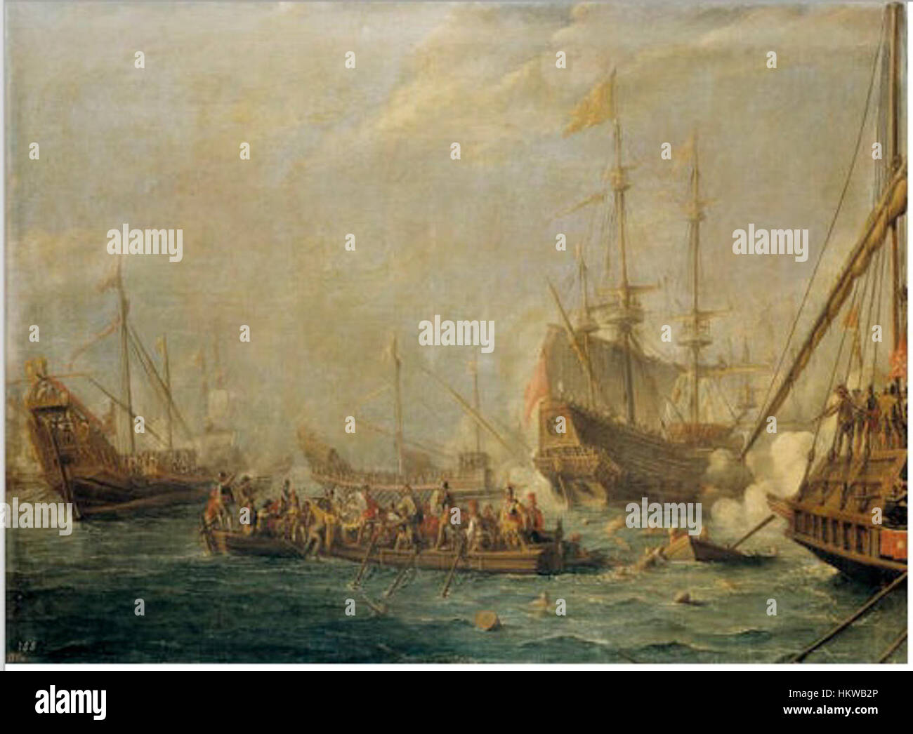 Gaspar van Eyck - bataille navale entre Turcs et Maltais Banque D'Images