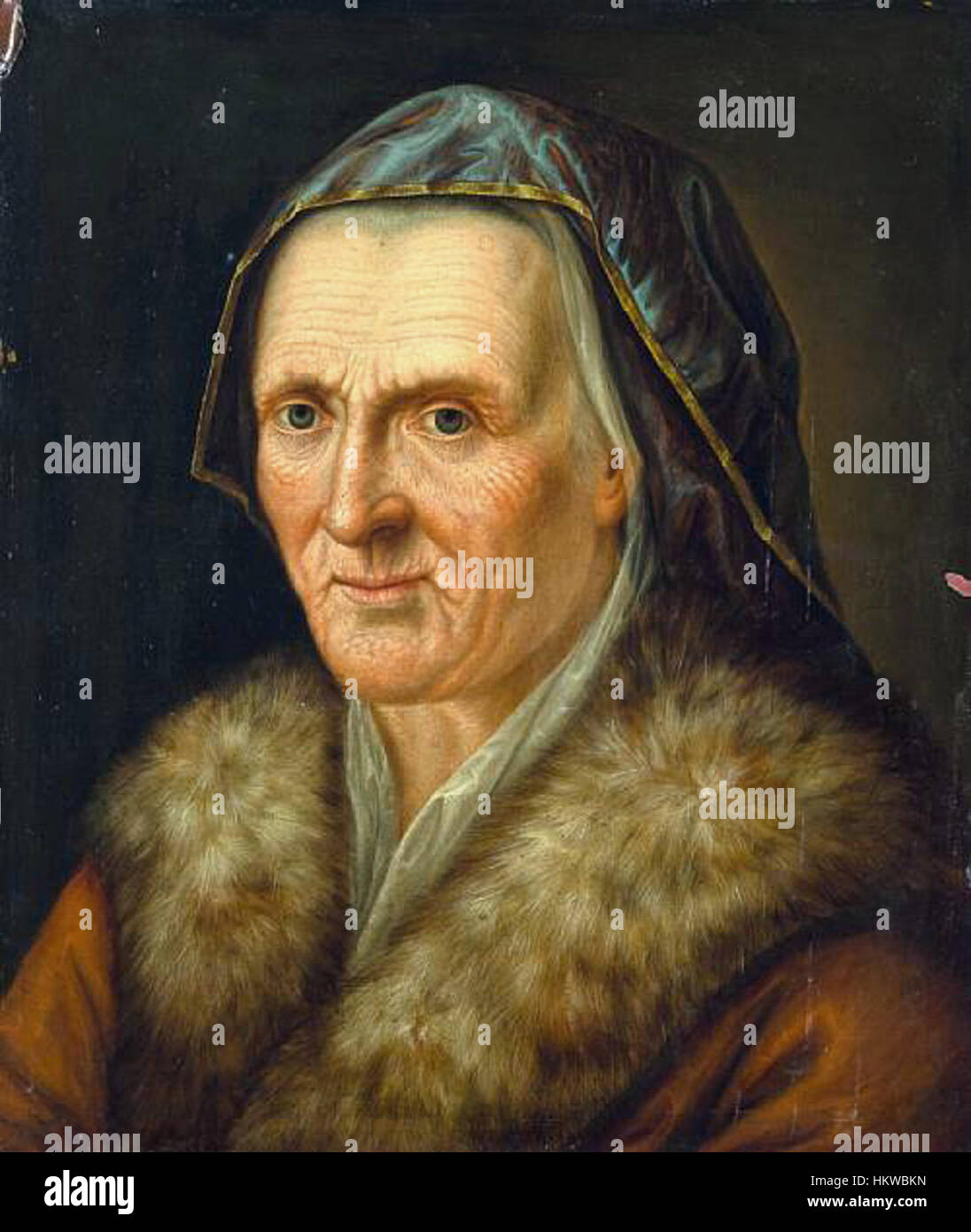 Balthasar Denner Portrait de femme avec col de fourrure Banque D'Images