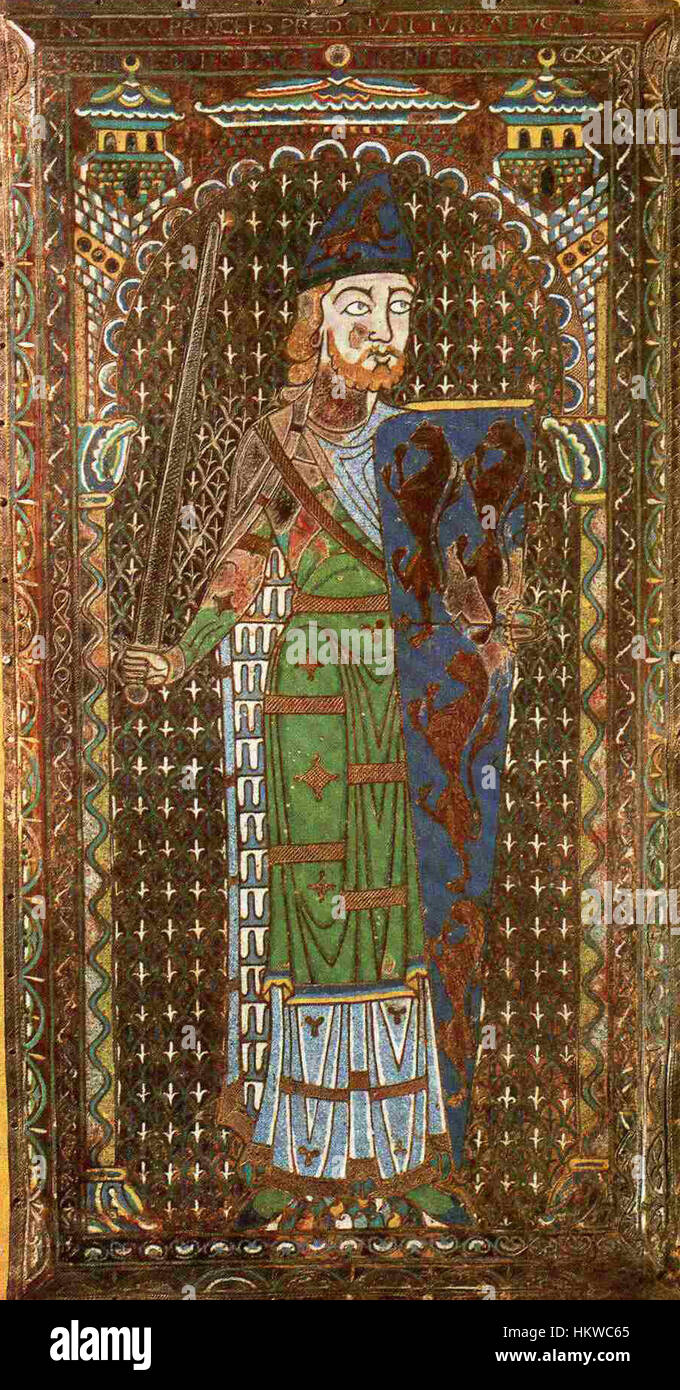 Le monument Geoffrey d'Anjou commémore Geoffrey Plantagenêt, comte d'Anjou et père du roi Henri II d'Angleterre. Le monument témoigne du rôle important de Geoffrey dans l'histoire médiévale, en particulier son influence sur l'Empire angevin. Banque D'Images