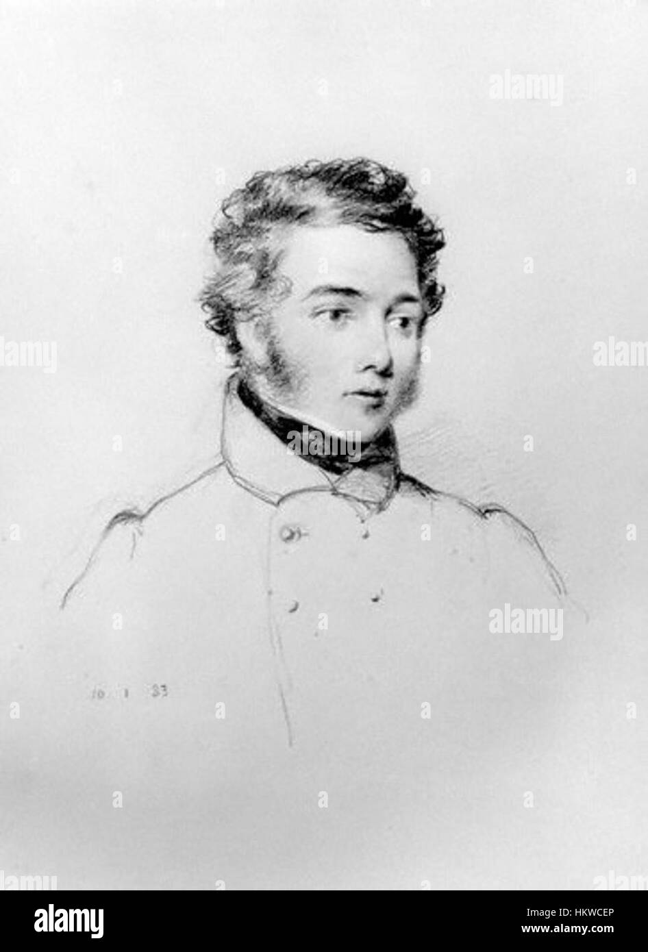 Portrait ou représentation de George Back, explorateur et officier de marine anglais, connu pour ses expéditions dans l'Arctique. L’image illustre la contribution de Back à l’exploration et son rôle dans la cartographie du nord du Canada. Banque D'Images