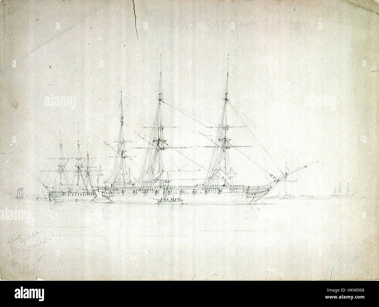 George Pechell raccommode, HMS Cossack et le tartre, probablement sur la station nord-américaine, Janvier 1857 Banque D'Images