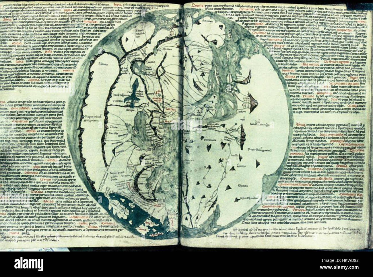 'MAPPA Mundi' de Petrus Vesconte est une carte du monde médiévale conservée dans les bibliothèques Bodleian. La carte, datant du XIVe siècle, illustre le monde connu de l'époque avec une géographie détaillée et un contexte historique riche. Banque D'Images