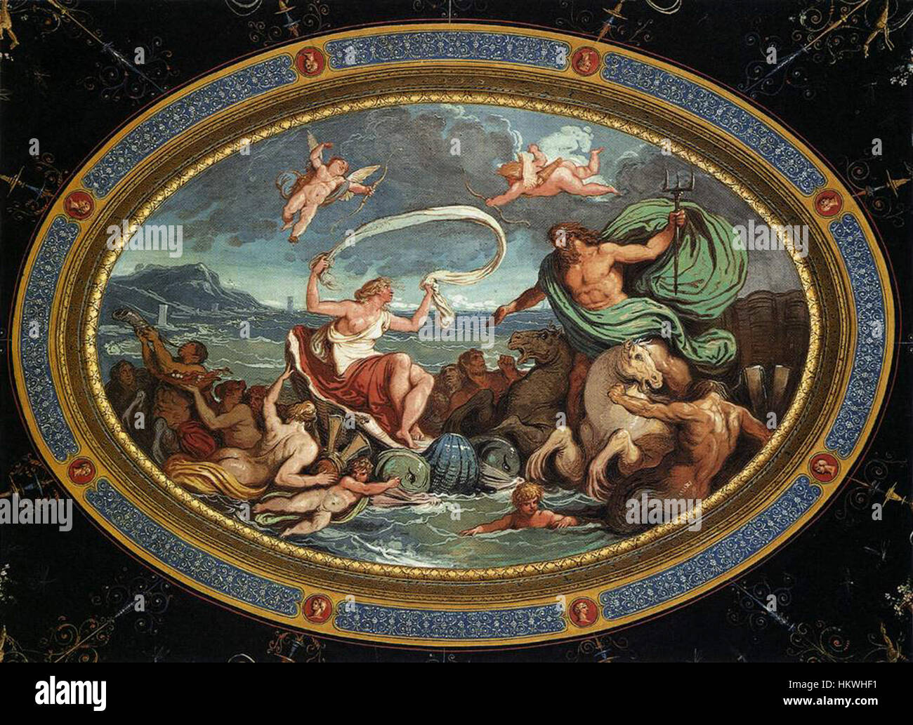 «Le Mariage de Poséidon et Amphitrite» de Felice Giani, une peinture néoclassique présentant l'union mythologique de Poséidon et Amphitrite, créée entre 1802 et 1805. Banque D'Images