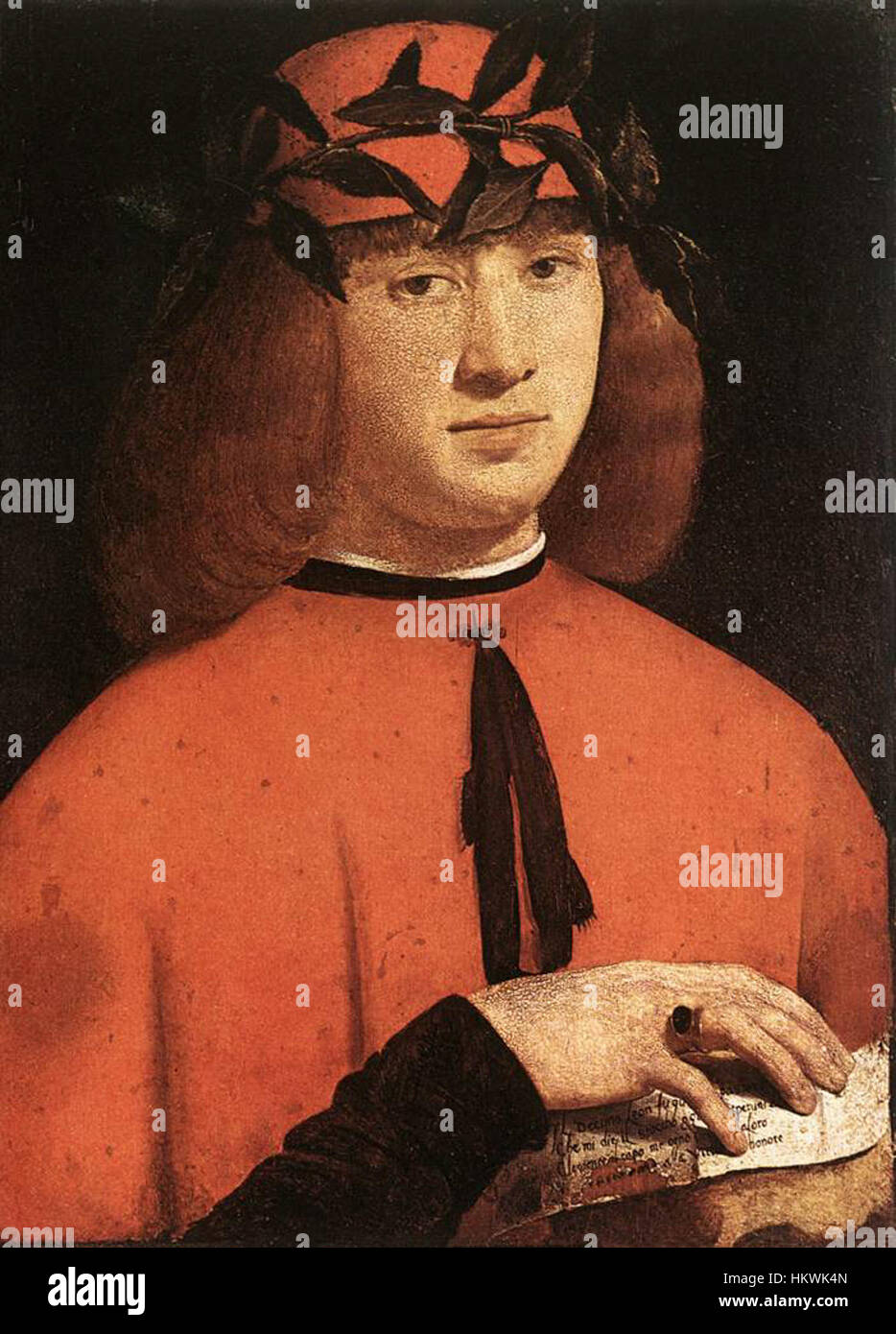 La peinture de Giovanni Antonio Boltraffio met en valeur les détails fins et l'art de la Renaissance qui définissent son travail. Connu pour ses portraits et ses sujets religieux, le style de Boltraffio est marqué par un mélange de réalisme et d’idéalisation, typique de l’école de la Renaissance milanaise. Banque D'Images