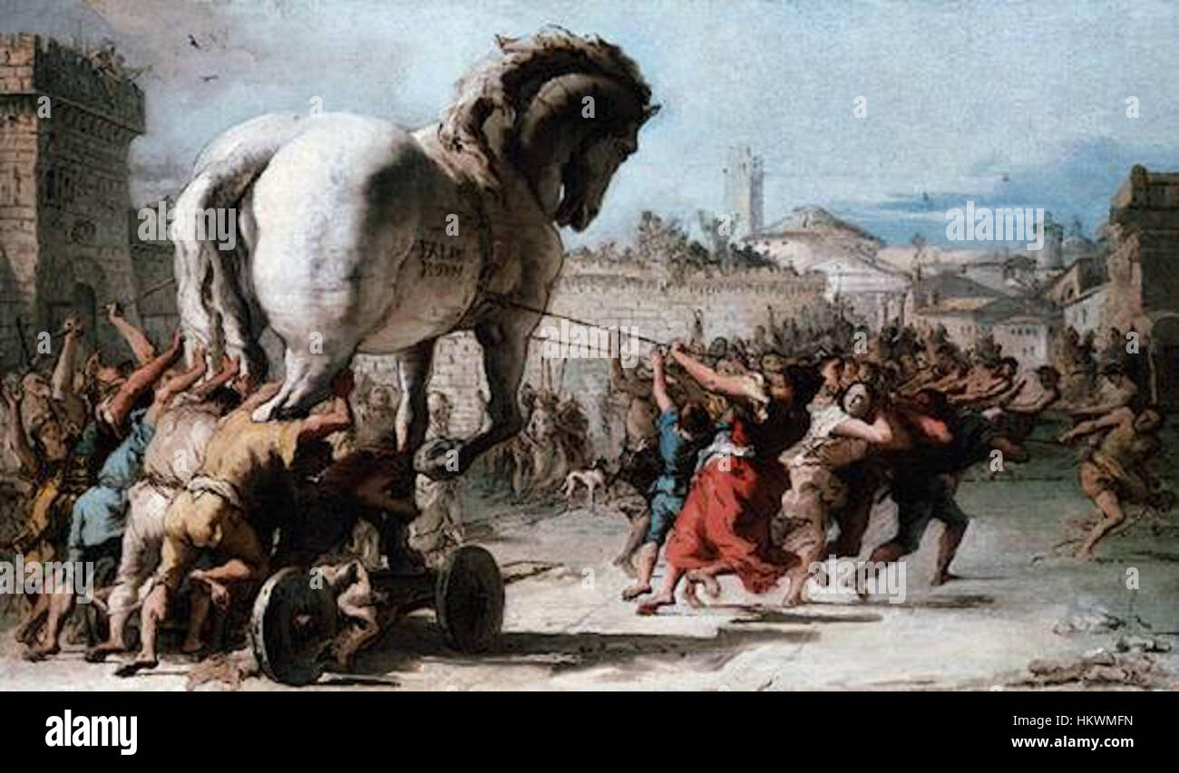 Giovanni Domenico Tipeolo, Procession du cheval de Troie à Troy. 1773. Banque D'Images
