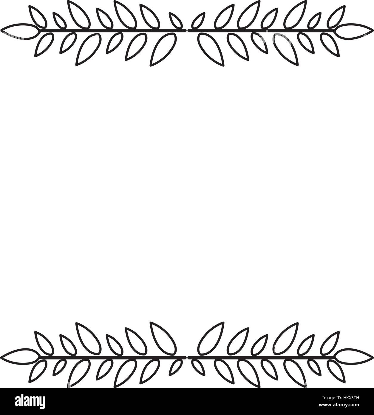 Contour noir avec feuille avec bordure de sièges avec des feuilles vector  illustration Image Vectorielle Stock - Alamy