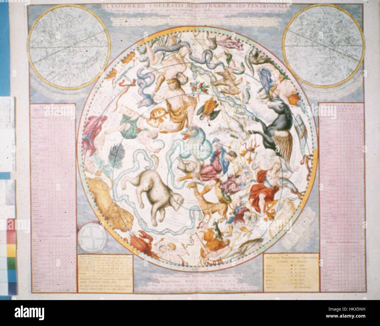 Une carte céleste historique représentant l'hémisphère nord de la collection des bibliothèques Bodleian. Cette œuvre d'art offre un aperçu des premières connaissances astronomiques et de la cartographie, illustrant les étoiles, les constellations et les principales caractéristiques du ciel nocturne telles qu'elles ont été comprises pendant la période. Banque D'Images