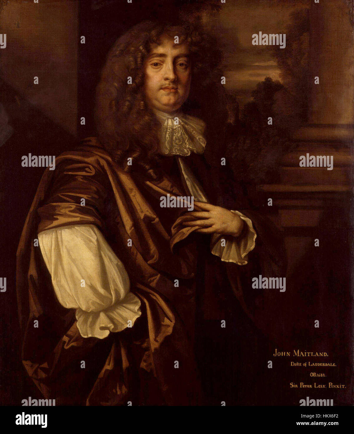 Un portrait de Henry Brouncker, 3e vicomte Brouncker, peint par Sir Peter Lely. L'œuvre illustre le style baroque anglais, capturant le statut noble et la tenue à la mode de Brouncker au XVIIe siècle. Banque D'Images
