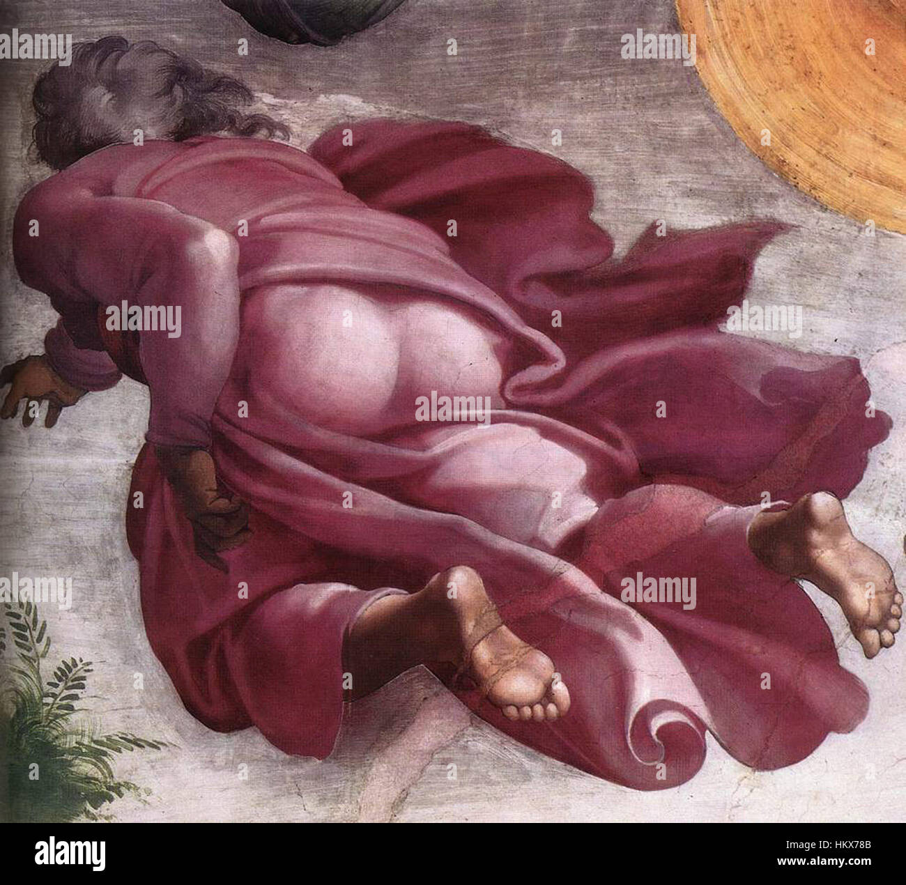 La 'création des étoiles et des planètes' est un détail de la fresque de Michel-Ange dans la Chapelle Sixtine, montrant la main de Dieu dans la formation de l'univers. Cette partie de l'œuvre emblématique illustre la maîtrise de Michel-Ange dans le rendu des thèmes divins. Banque D'Images