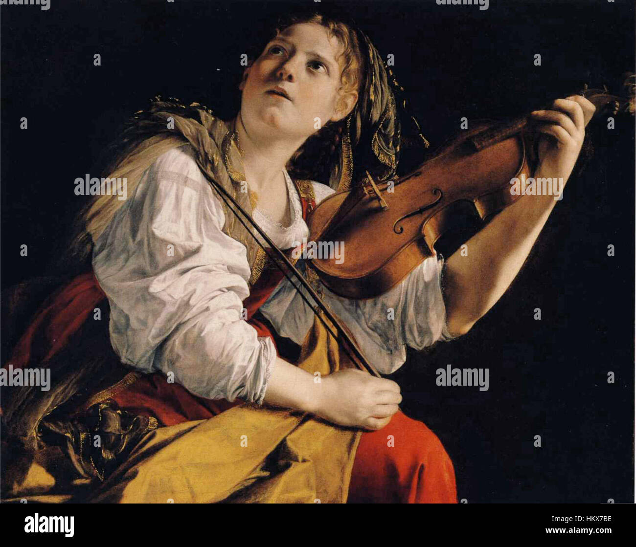 Orazio Gentileschi - Jeune femme jouant du violon Banque D'Images