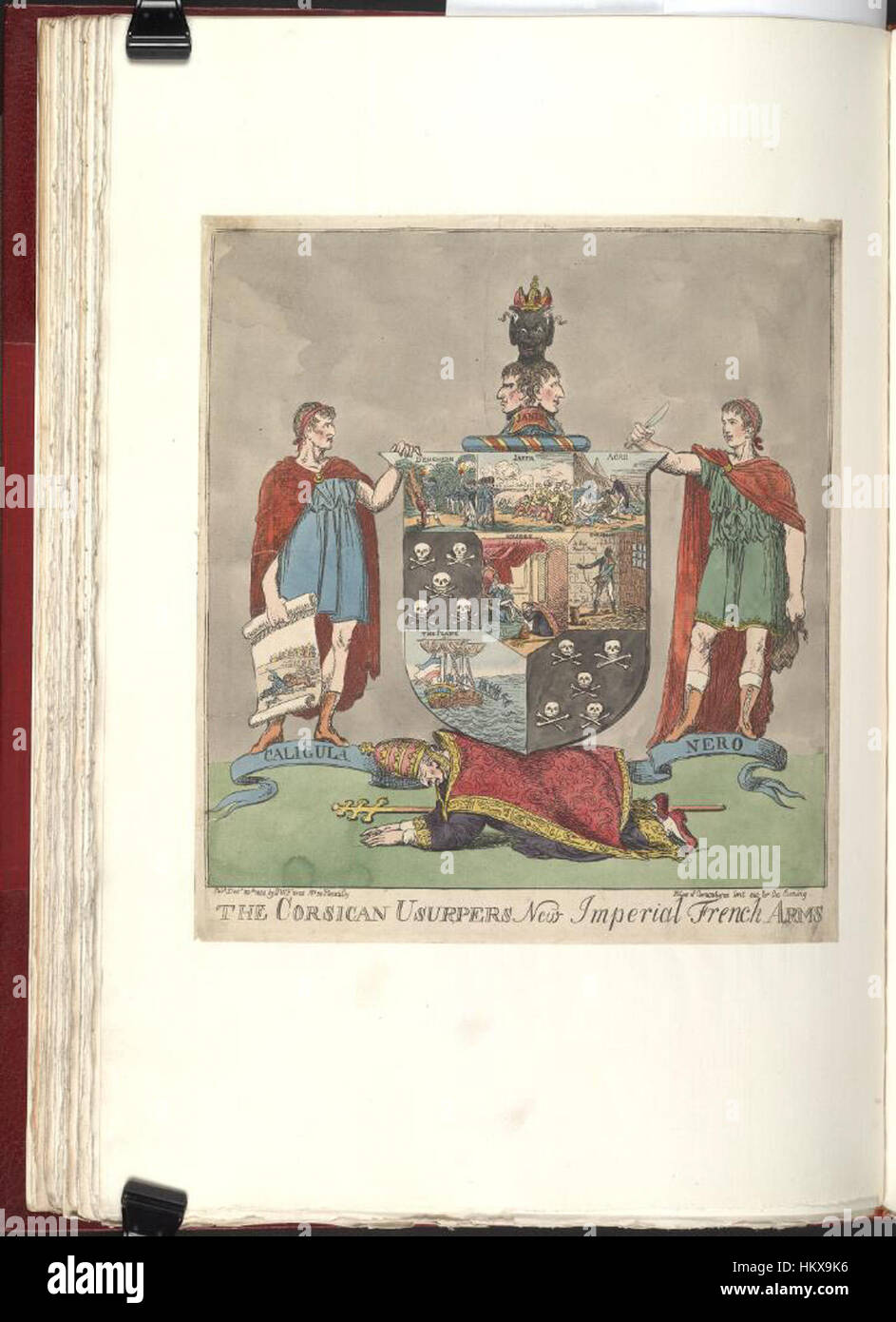 Une illustration des bibliothèques Bodleian représentant les nouvelles armes impériales françaises associées aux usurpateurs Corses. L’œuvre symbolise la lutte politique et les développements militaires en Corse au XVIIIe siècle. Banque D'Images Une illustration des bibliothèques Bodleian représentant les nouvelles armes impériales françaises associées aux usurpateurs Corses. L’œuvre symbolise la lutte politique et les développements militaires en Corse au XVIIIe siècle. Banque D'Images