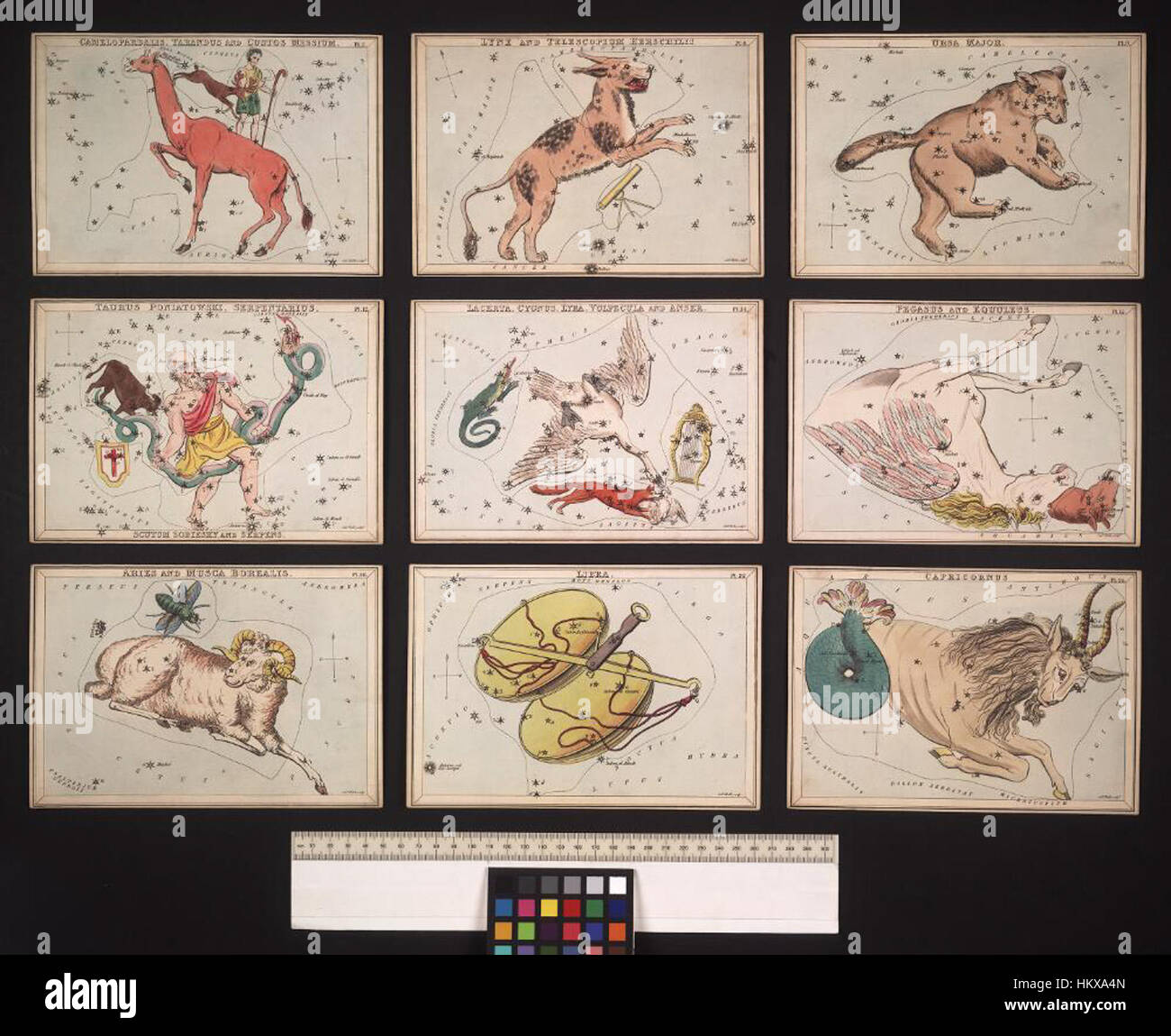 'Urania's Mirror', une carte astronomique des cieux, hébergée dans les bibliothèques Bodleian, représente les corps célestes avec une grande précision. Ce travail historique est une pièce maîtresse dans l'étude de l'astronomie et de la navigation céleste du XVIIIe siècle. Banque D'Images