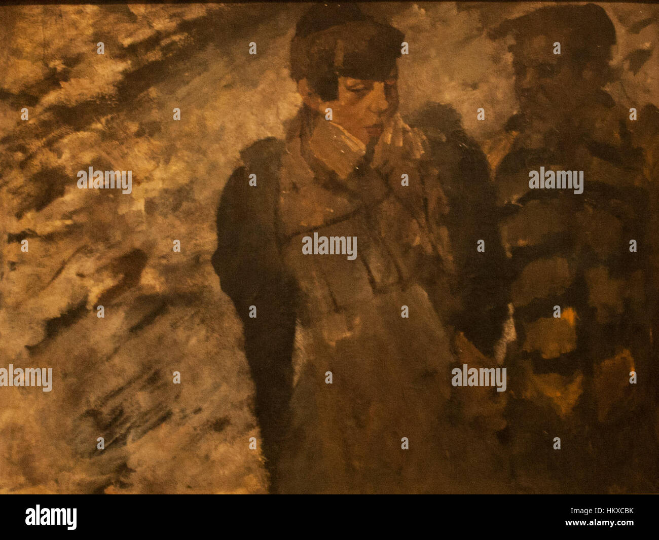 La peinture de Breitner Winter capture l'essence d'un paysage froid et enneigé. L'œuvre montre sa capacité à évoquer l'atmosphère de l'hiver à travers la lumière, l'ombre et la texture, illustrant sa maîtrise de capturer les qualités fugaces de la nature dans le réalisme hollandais. Banque D'Images