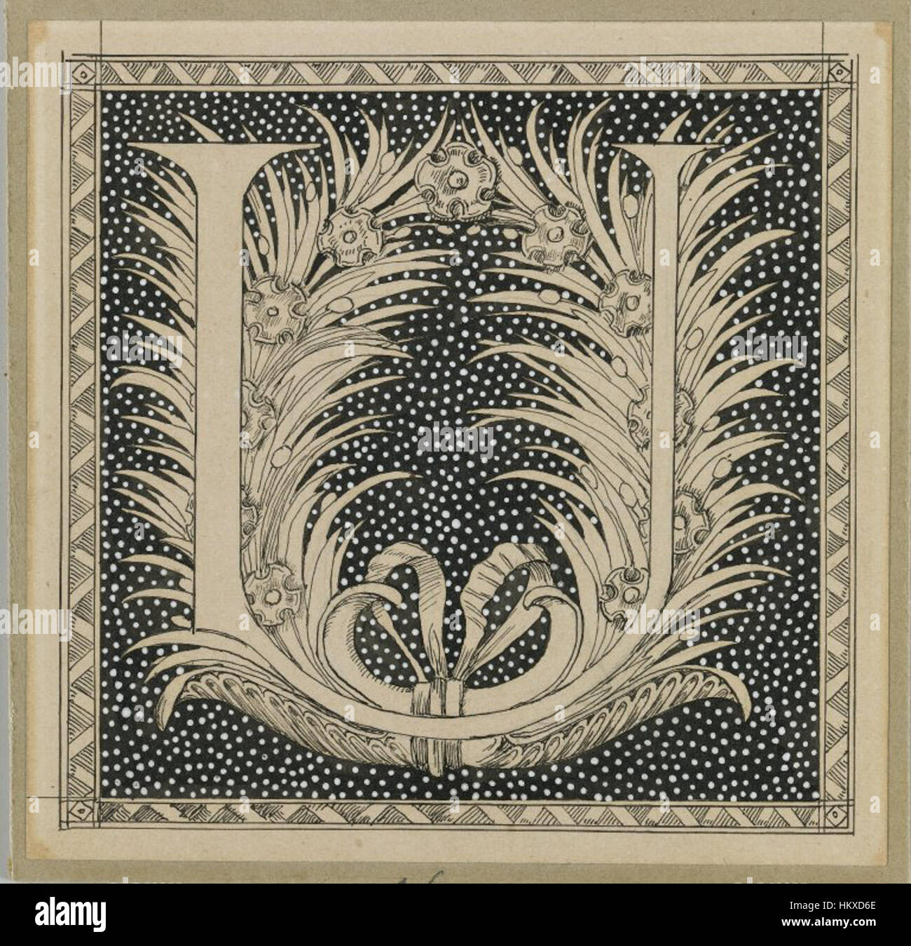 La peinture de James Tissot « lettre majuscule U » fait partie d’une série illustrant des lettres de l’alphabet. Cette pièce particulière met en valeur le design complexe et le symbolisme associés à la lettre U, mettant en valeur l’attention portée par Tissot aux détails et aux compétences artistiques. Banque D'Images