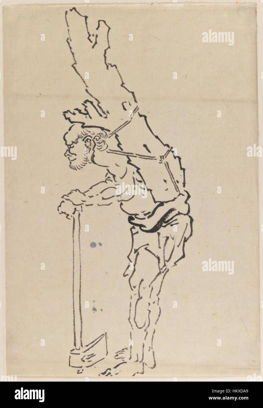 Le Musée de Brooklyn - Dimensions de l'homme reposant sur Ax et partie du tronc de l'arbre sur son dos - Katsushika Hokusai Banque D'Images