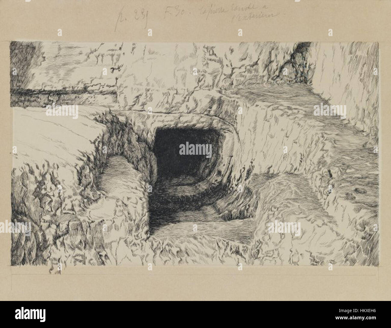 *The Round Stone Seen from the Exterior* de James Tissot, abrité au Brooklyn Museum, présente une représentation détaillée d’une pierre, interprétée avec une signification historique et symbolique dans des contextes religieux. Banque D'Images