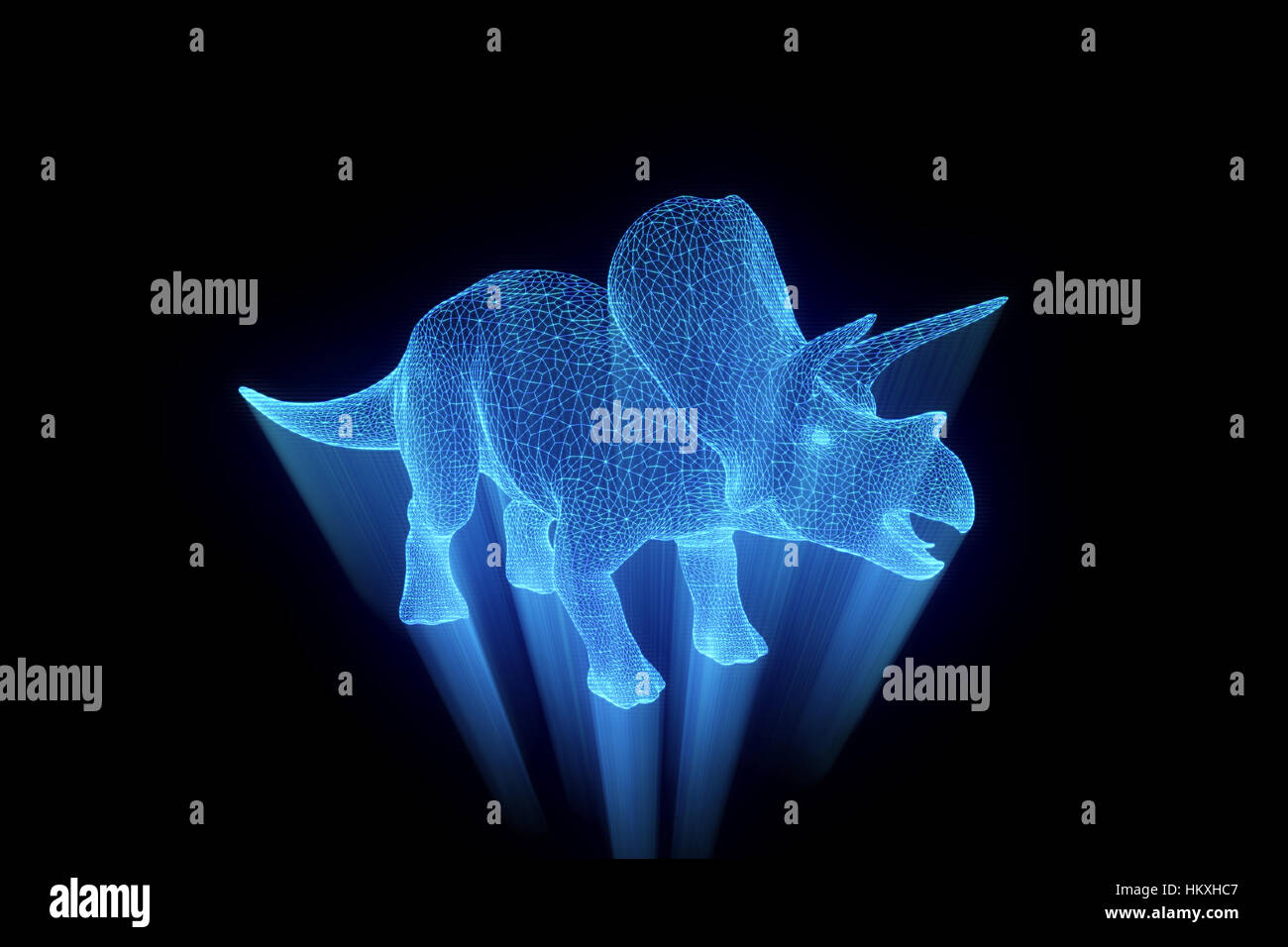 Triceratops Dinosaur hologramme en style fil de fer. Rendu 3D de Nice Banque D'Images
