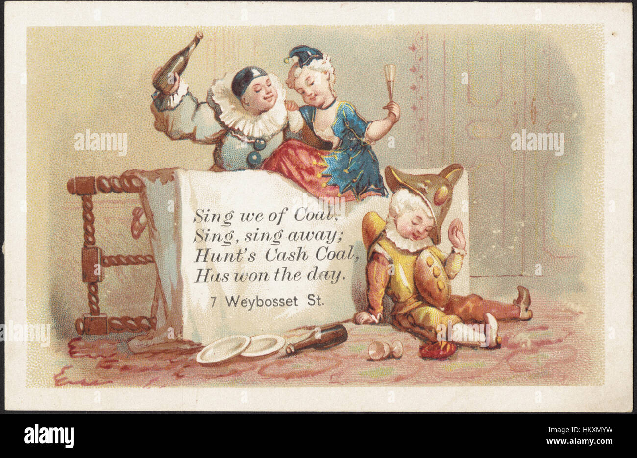 Nous chanter de charbon, chanter, chanter ; Hunt's cash le charbon, a gagné la journée. 7 Mink St. Banque D'Images