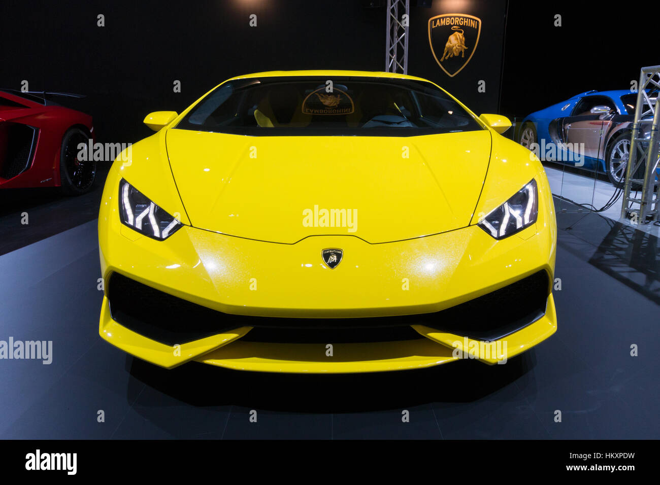 AMSTERDAM - 16 avril 2015 : Lamborghini LP 610-4 Ouragan sports voiture à l'AutoRAI 2015. Banque D'Images