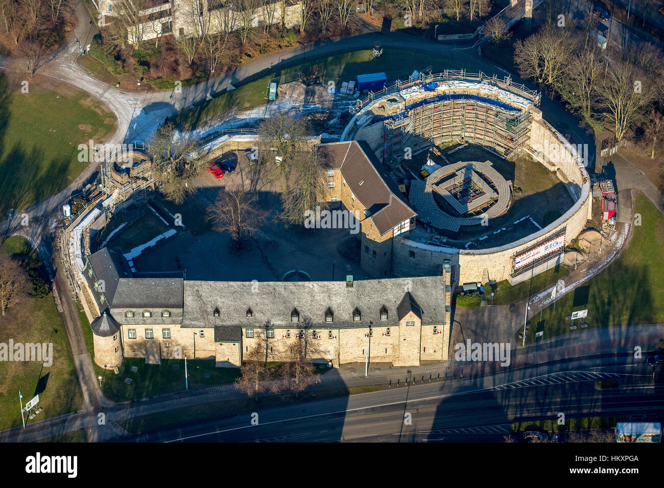 Site de construction château Schloss Broich, Mülheim, Ruhr, Rhénanie du Nord-Westphalie, Allemagne Banque D'Images