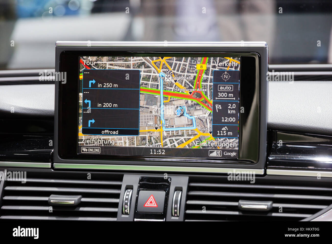 Francfort, Allemagne - Sep 16, 2015 location : la navigation dans l'Audi RS7 présenté à l'IAA 2015. Banque D'Images