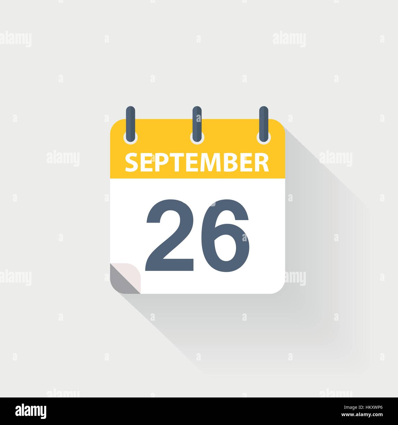 26 septembre icône calendrier sur fond gris Illustration de Vecteur