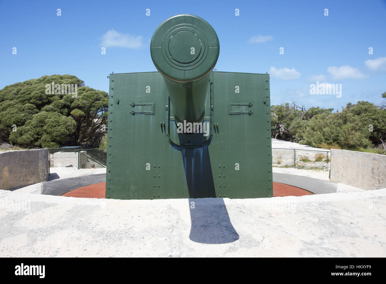 9,2 pouces restauré à l'époque de la DEUXIÈME GUERRE MONDIALE Oliver Hill Bickley Point complexe militaire à Rottnest Island, dans l'ouest de l'Australie. Banque D'Images