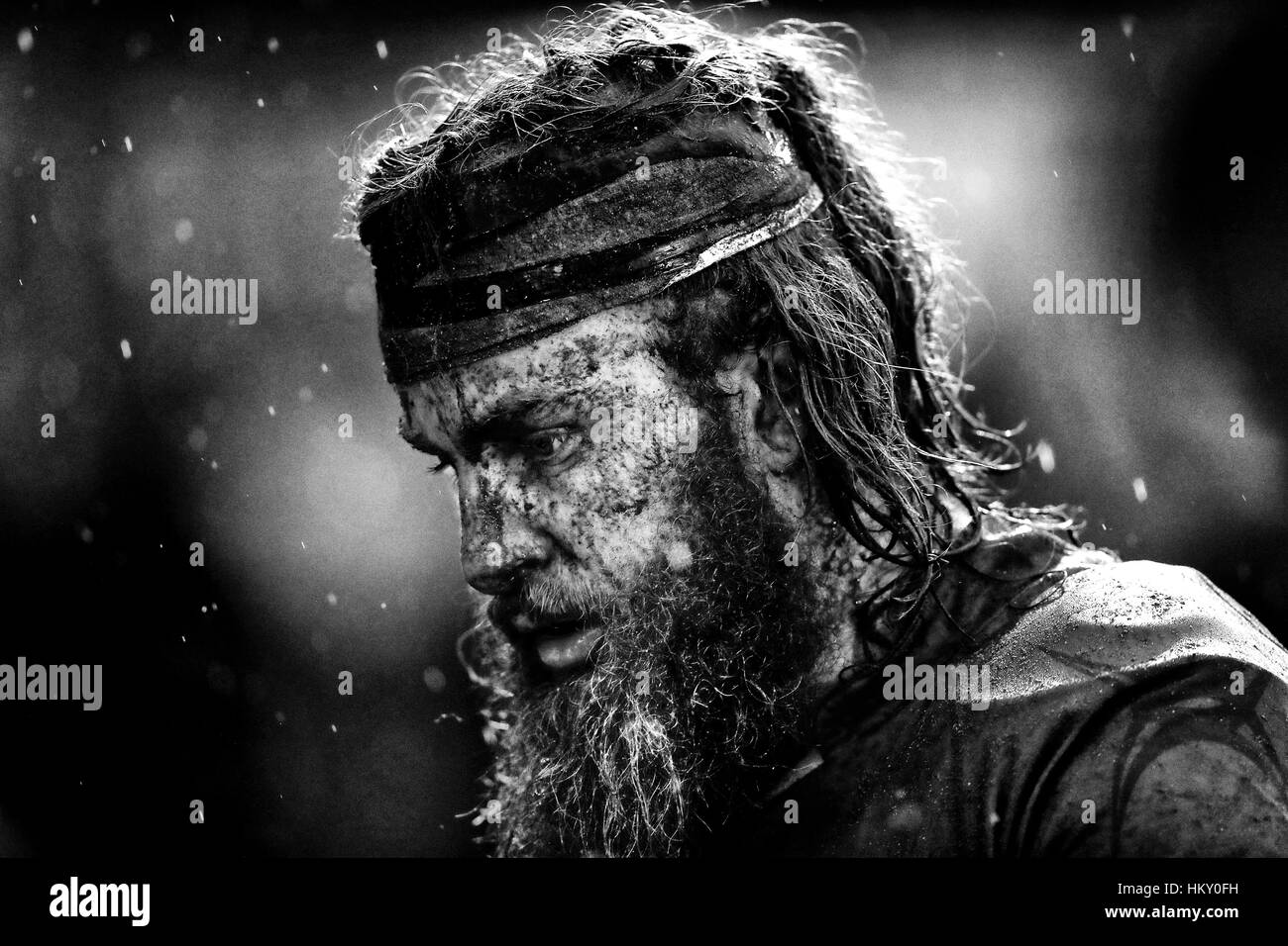 Newcastle Falcons Evan Olmstead Au cours de l'Anglo-Welsh Cup Match à Rodney Parade, Newport. ASSOCIATION DE PRESSE Photo. Photo Date : Dimanche 29 Janvier, 2017. Voir histoire RUGBYU PA Newport. Crédit photo doit se lire : David Davies/PA Wire. RESTRICTIONS : un usage éditorial uniquement. Pas d'utilisation commerciale. Banque D'Images