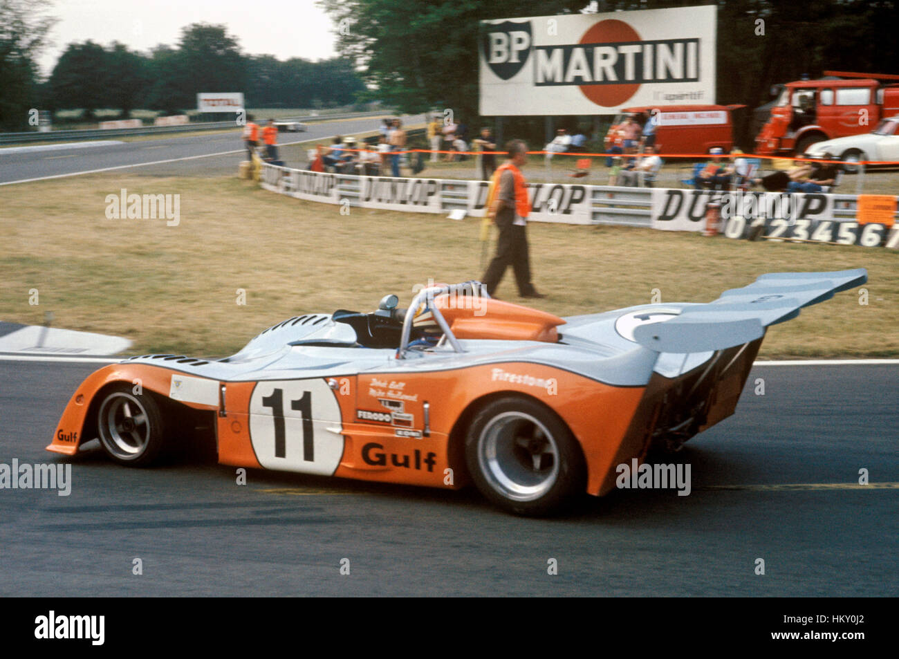 1974 Mike Hailwood GO Gulf GR7 Le Mans 24 Heures 4e GG Banque D'Images