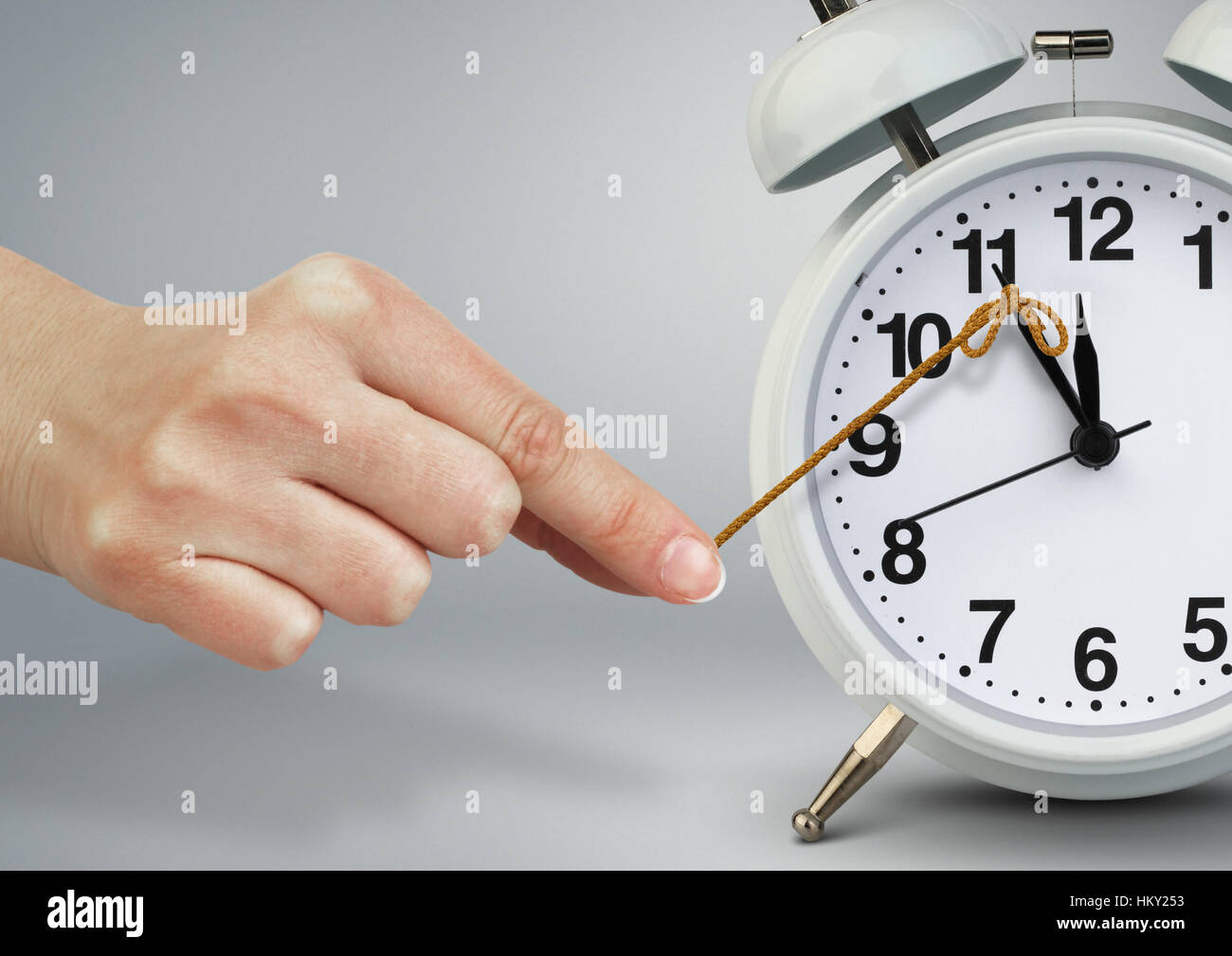 Arrêter le chrono à la main, la gestion du temps concept Banque D'Images