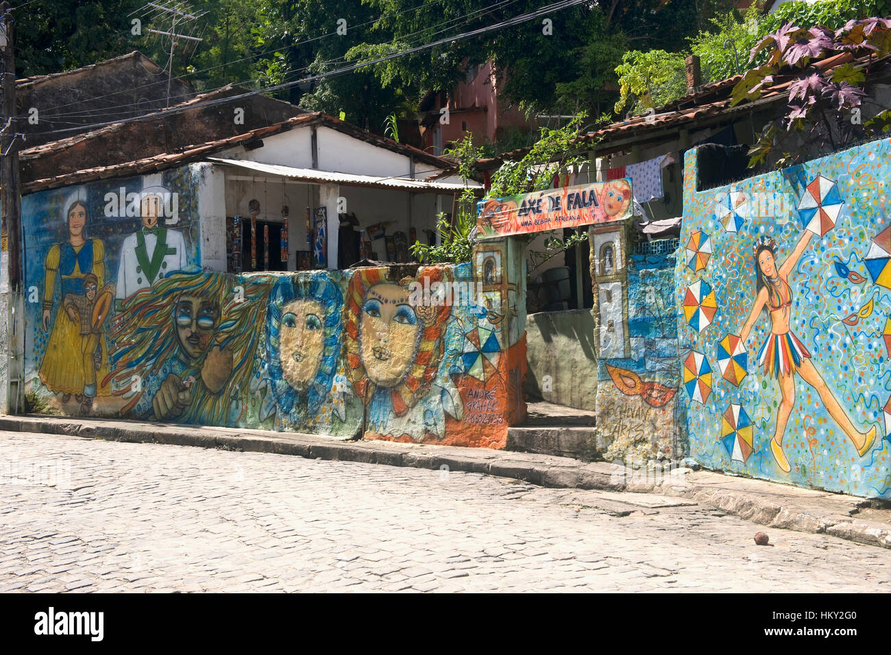 Mur de la maison décorée, Olinda, l'état de Pernambuco, Brésil Banque D'Images