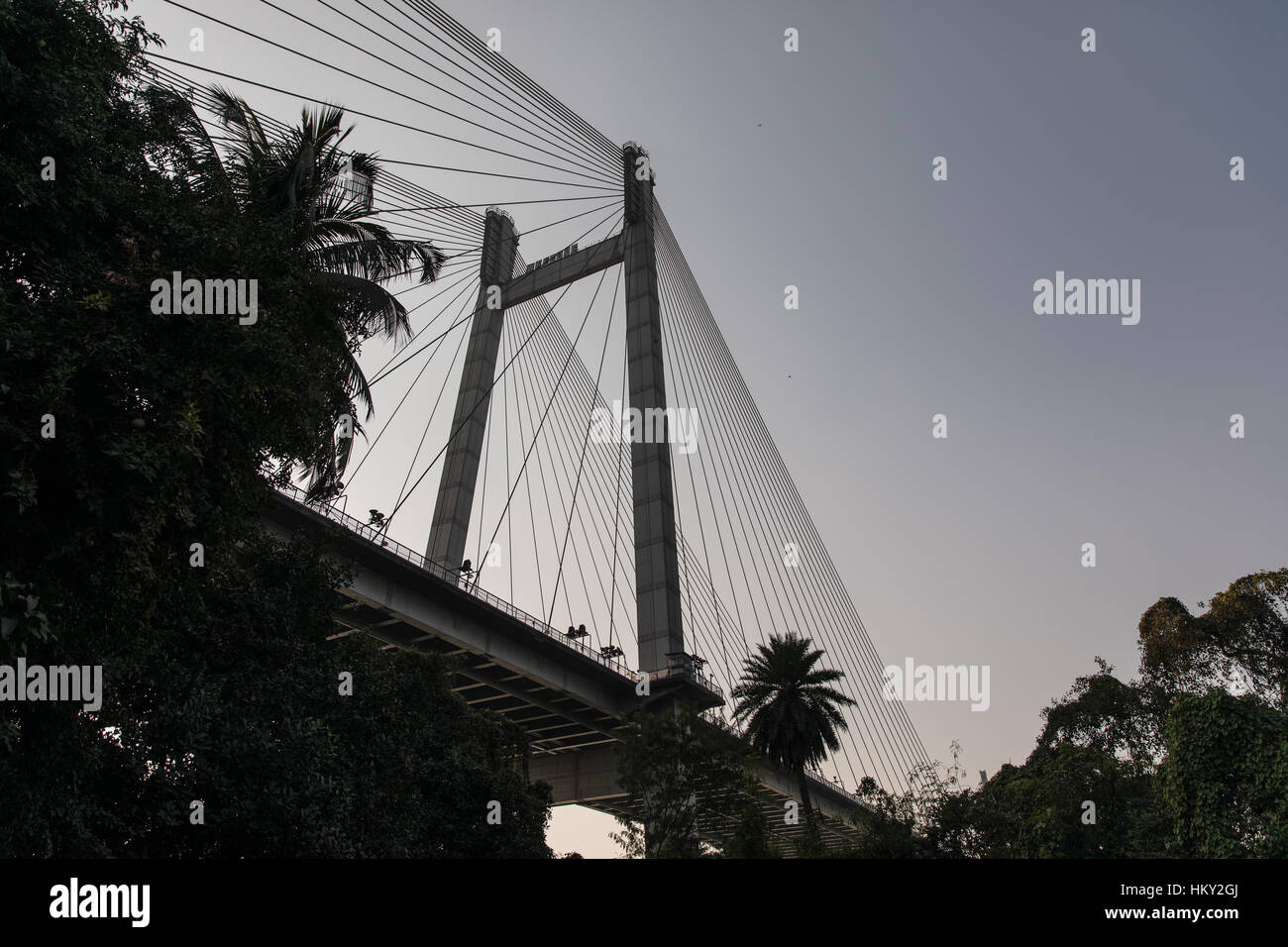 L'Hooghly Pont sur le fleuve Hooghly à Kolkata (Calcutta), West Bengal, India. Banque D'Images