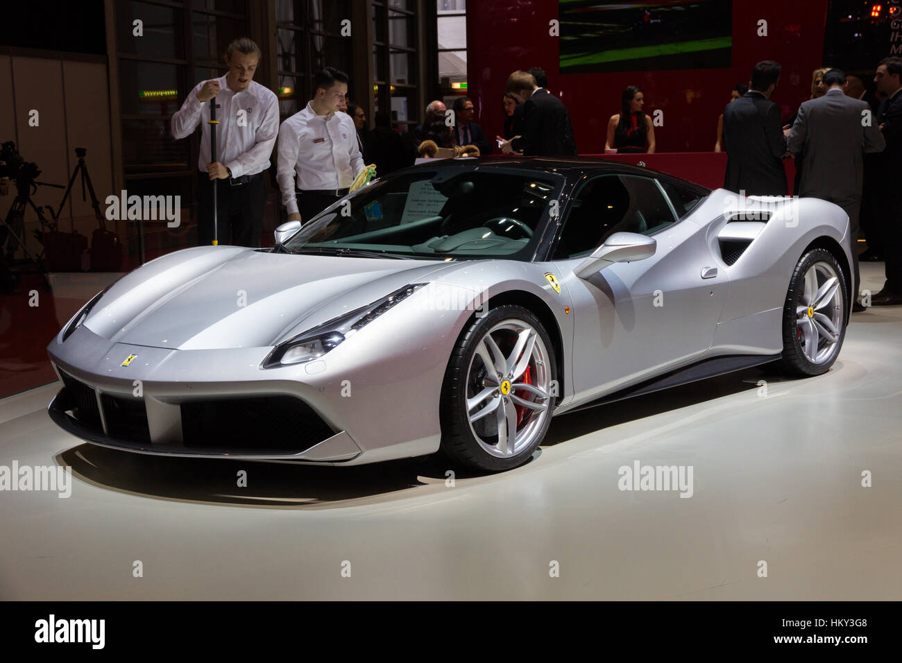 Genève, Suisse - 1 mars 2016 : Ferrari 488 GTB Spider voiture de sport à la 86e International Motor Show de Genève à Palexpo, Genève. Banque D'Images