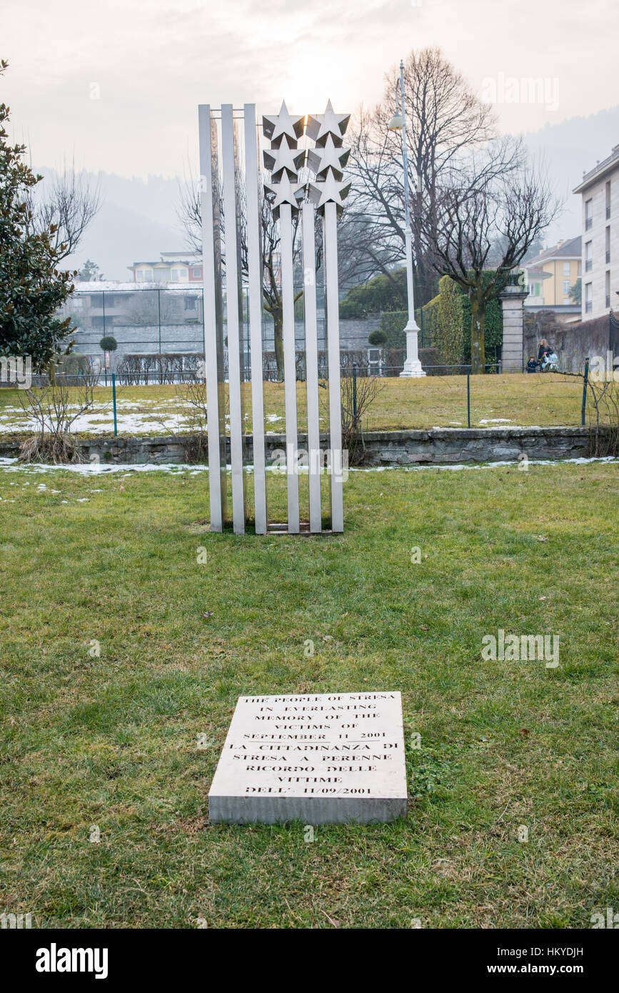 Le Mémorial de la tragédie du 11 septembre à Stresa, sur le Lac Majeur en Italie du Nord Banque D'Images