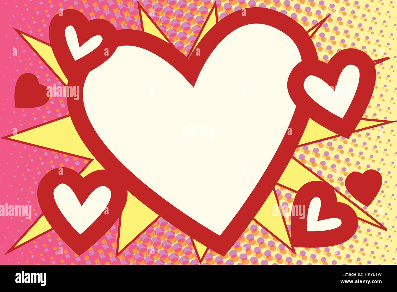 Valentines Red Heart fond pop art Illustration de Vecteur