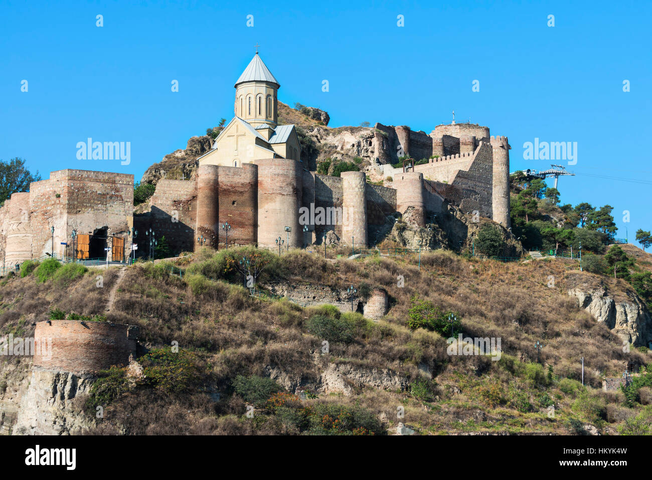 La forteresse de Narikala et saint Nicholas church, Tbilissi, Géorgie, Caucase, Moyen-Orient, Asie Banque D'Images