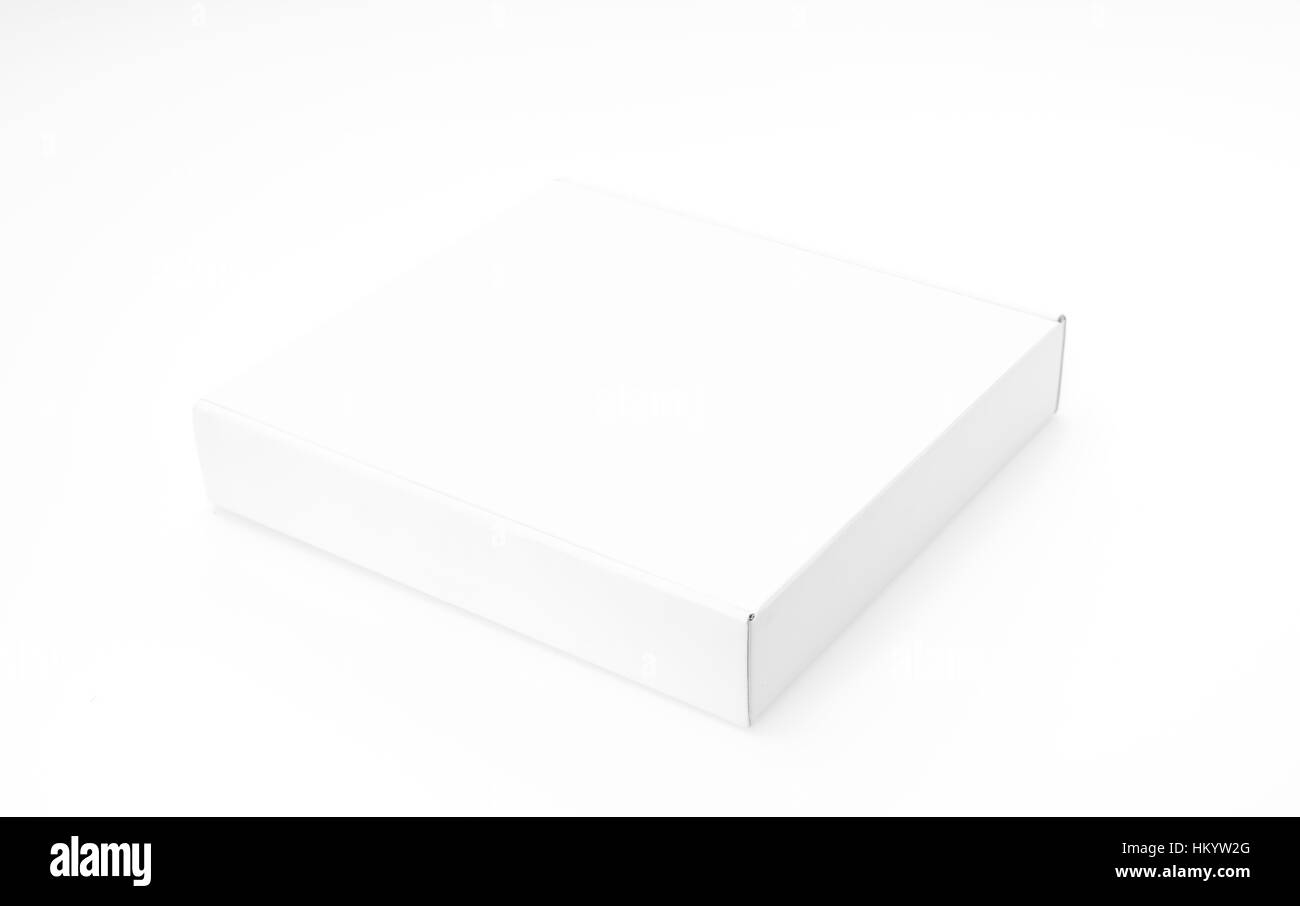 Blank white box mock up on white background Banque D'Images