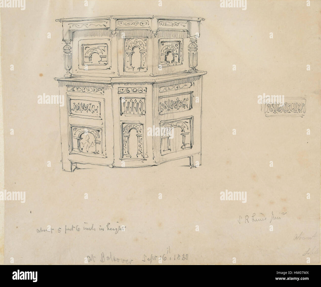 Cette page du carnet de croquis de la famille Lines présente une série de croquis et de dessins, mettant en valeur les efforts artistiques de la famille. Les croquis capturent des scènes quotidiennes, des portraits et d'autres sujets, donnant un aperçu de leur style artistique personnel et de leur contexte historique. Banque D'Images