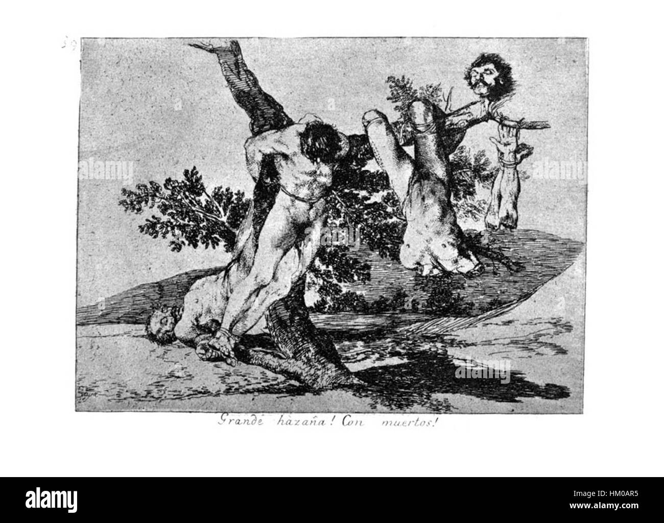 'Goya-Guerra (39)' est une œuvre d'art de Francisco Goya, représentant les dures réalités de la guerre. Connu pour son style dramatique, Goya capture le chaos et la brutalité des conflits, en se concentrant sur l'impact émotionnel sur les soldats et les civils. Banque D'Images