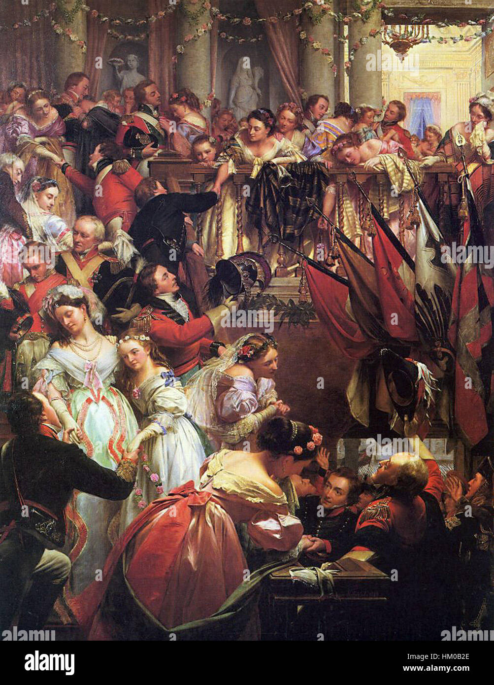 Before Waterloo (1868) de Henry Nelson O'Neil est une peinture à l'huile qui représente une scène dramatique de tensions militaires avant la bataille de Waterloo. L'artiste capture le moment d'anticipation et la tension qui ont envahi les troupes avant la célèbre bataille, démontrant l'utilisation habile de la lumière et de la couleur. Banque D'Images