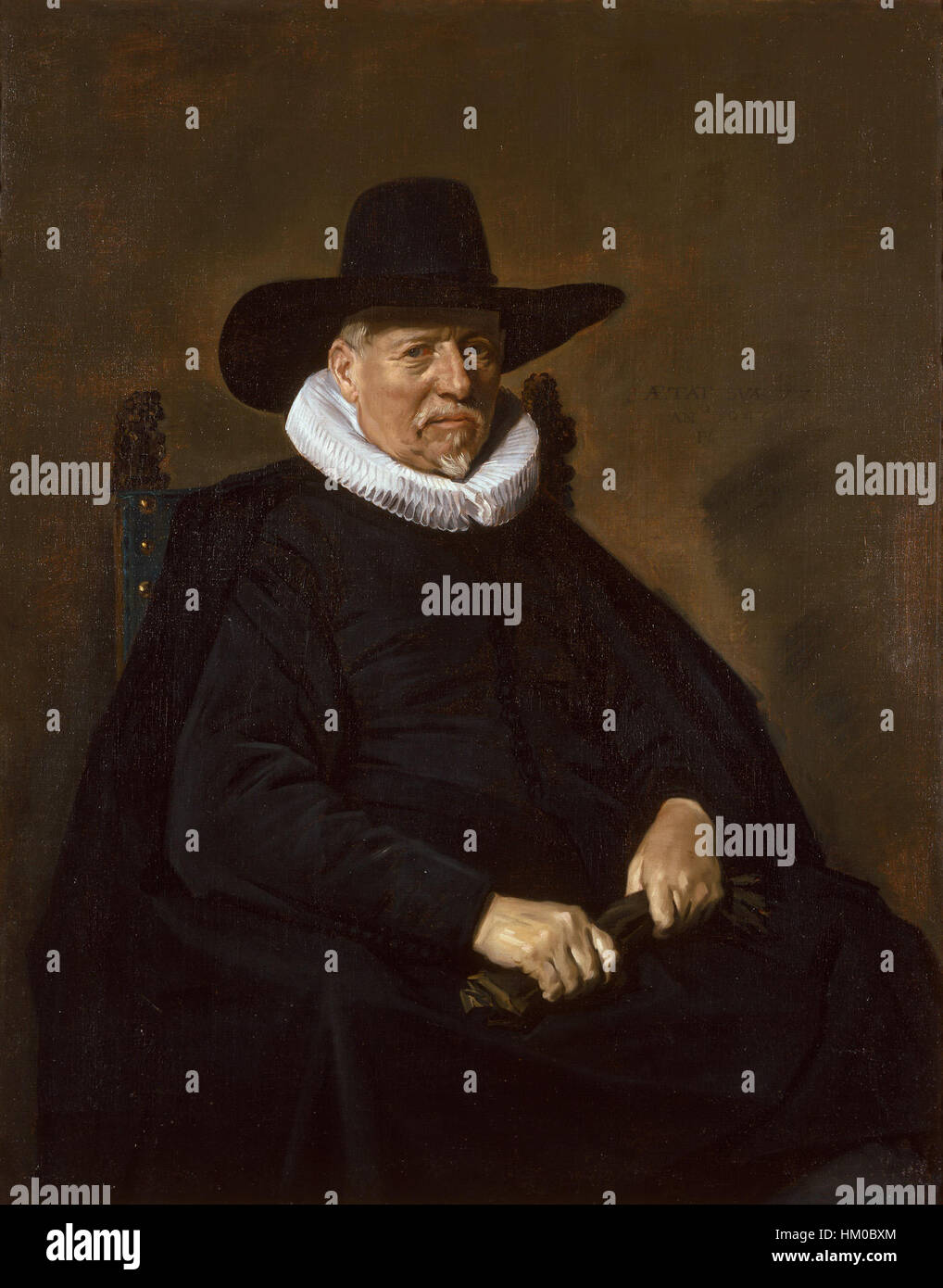 Ce portrait de l'artiste néerlandais Frans Hals met en valeur son style distinctif, capturant un moment de vie avec une vitalité remarquable. La peinture du XVIIe siècle reflète la maîtrise du portrait par Hals, avec un travail de pinceau animé et un accent sur les expressions réalistes. Banque D'Images