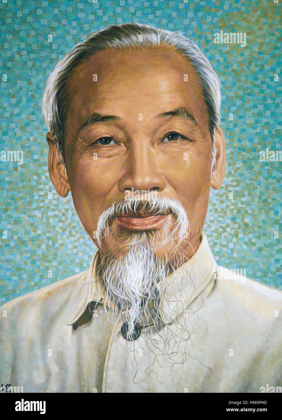 Portrait de Ho Chi Minh dans l'ancien bâtiment de poste à Ho Chi Minh Ville, Vietnam Banque D'Images