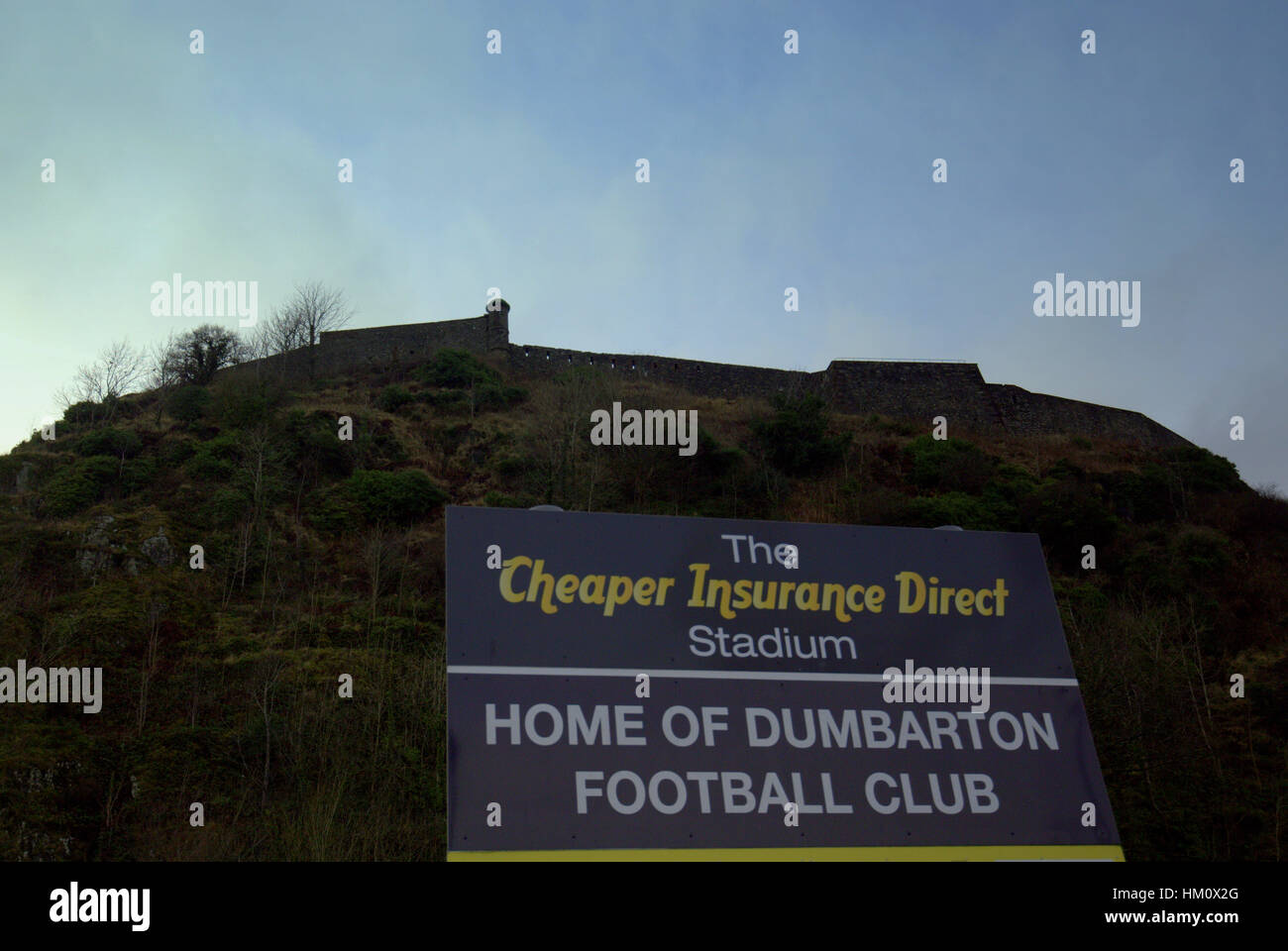 Le Stade de Football de Dumbarton Castle Rd, signe, Dumbarton G82 1JJ Banque D'Images