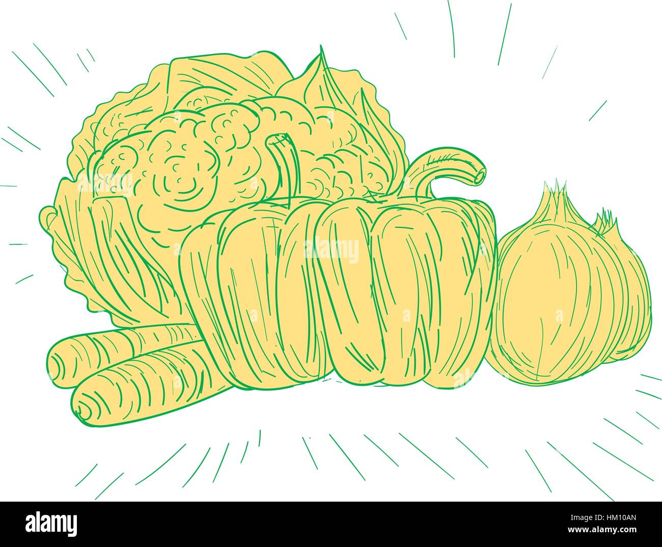 excellent croquis dessin style de brocoli poivron loignon carottes isol sur fond blanc with dessin poivrons